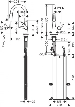 Фото смеситель для кухонной мойки hansgrohe talis 73850800