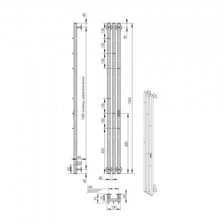 Фото электрический полотенцесушитель indigo  style 3 pro 150/13 lspre150-13mkgdrt