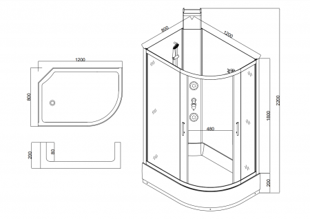 Фото душевая кабина taliente  120x80 см ta-128cb(l)