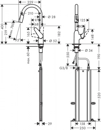Фото смеситель для кухонной мойки hansgrohe focus 71820800
