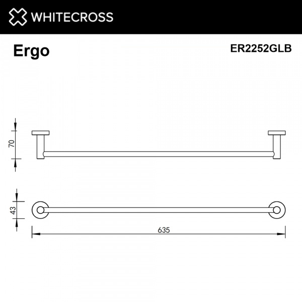 Фото полотенцедержатель 60 см whitecross ergo er2252glb, цвет: золото брашированное