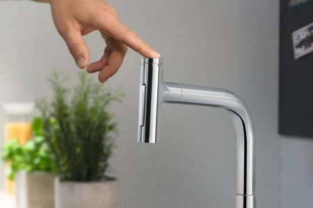 Фото смеситель для кухонной мойки hansgrohe metris select 73818340
