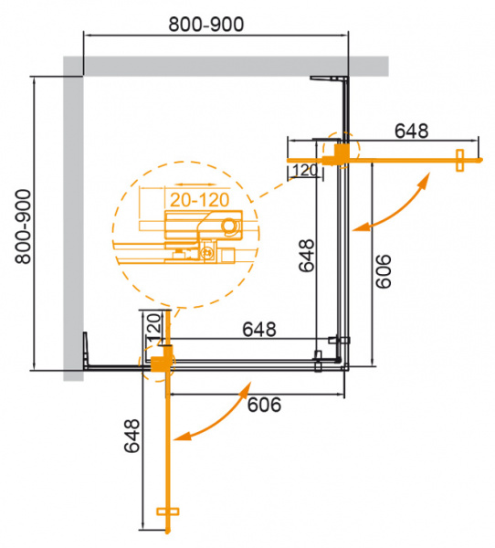 Фото душевое ограждение cezares slider slider-a-2-80/90-grigio-cr 80 см