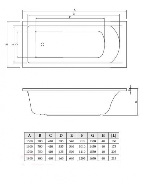 Фото акриловая ванна c-bath selena 150x70 см cbq007001