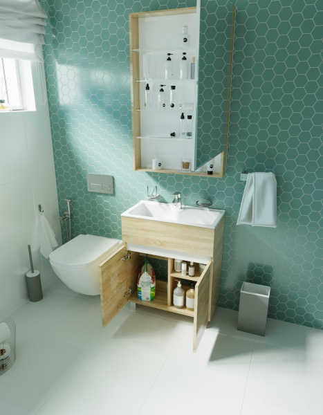 Фото тумба с раковиной 1marka mira 60 см, цвет: дуб сонома у83303