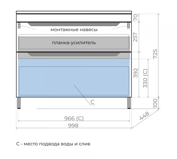 Фото тумба под раковину style line остин 100 см лс-00002399
