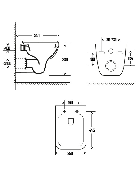 Фото унитаз подвесной aquame с сиденьем softclose 55 см aqm2007