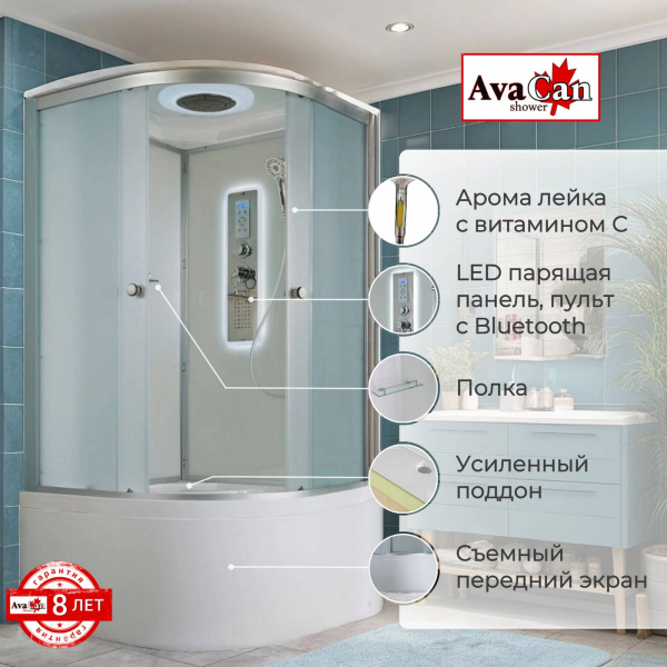 Фото душевая кабина avacan d5090led 90x90 см