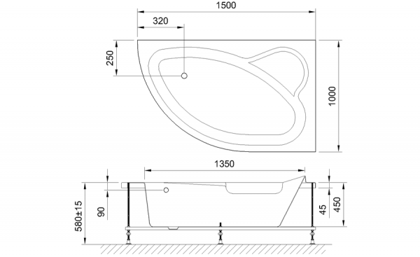 Фото акриловая ванна royal bath alpine rb819100r 150x100 см