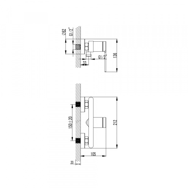 Фото смеситель для душа aquame asti aqm6413gm, цвет: металл