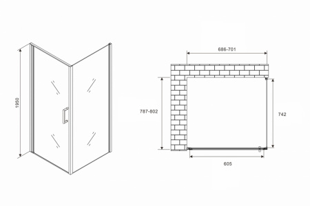 Фото душевое ограждение abber sonnenstrand ag04070-s80 70x80 см