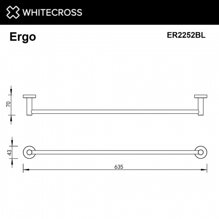 Фото полотенцедержатель 60 см whitecross ergo er2252bl, цвет: черный