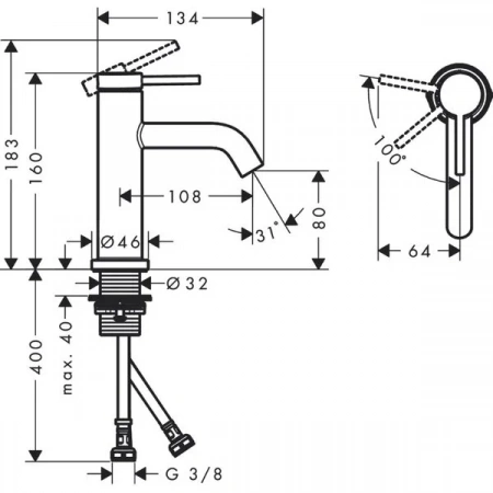 Фото смеситель для раковины hansgrohe tecturis s 73301700