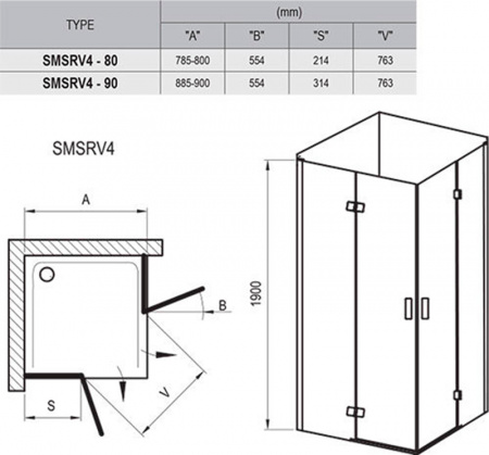 Фото душевое ограждение ravak smartline smsrv4 90x90 см 1sv77a00z1