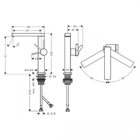 Фото смеситель для раковины hansgrohe tecturis e 73060140