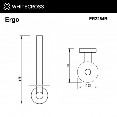 Фото держатель для туалетной бумаги whitecross ergo er2264bl, цвет: черный