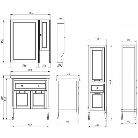 Фото зеркало asb woodline гранда 60 см, цвет: grigio 11483 гр
