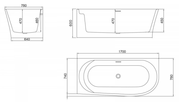 Фото акриловая ванна belbagno bb410-1700-780-l 170x78 см