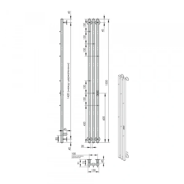 Фото электрический полотенцесушитель indigo style 3 pro 150/13 lspre150-13gfmrt