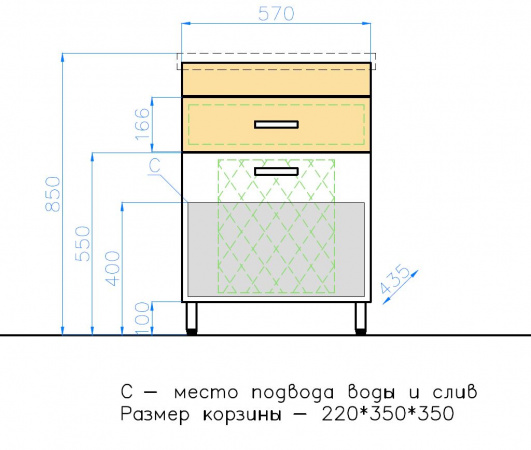 Фото тумба под раковину style line ориноко 60 см лс-00000383