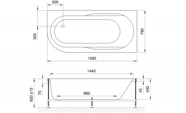 Фото акриловая ванна royal bath azur rb614203r 169x79 см