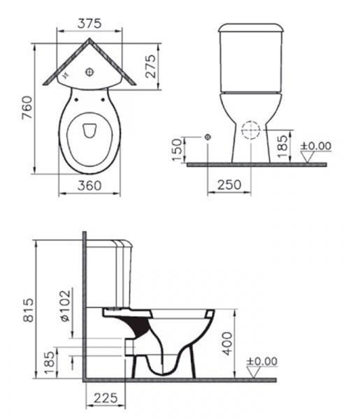 Фото унитаз-компакт vitra arkitekt 9754b003-7201
