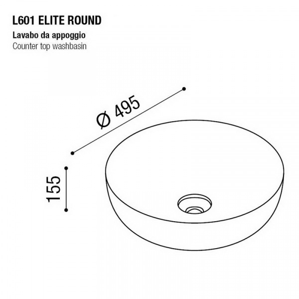 Фото раковина накладная aet elite round 49 см, цвет: белый матовый l601t0r0v0101