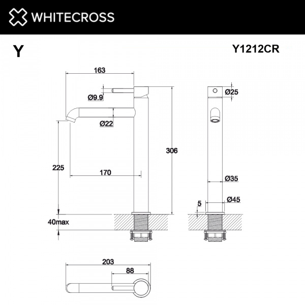 Фото смеситель для раковины whitecross y y1212cr, цвет: хром