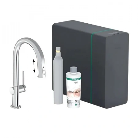 Фото смеситель для кухонной мойки hansgrohe aqittura sodasystem 76806000