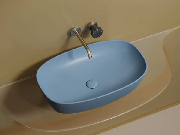 Фото раковина накладная ceramicanova element 60 см, цвет: голубой cn6049ml