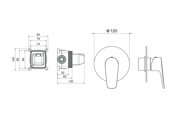 Фото встраиваемый смеситель для душа акватек бетта aq1166cr, цвет: хром