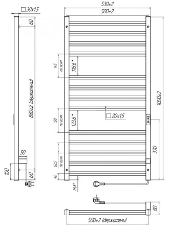 Фото электрический полотенцесушитель indigo attic romb 100/50 без полки lсlatcre100-50brrt