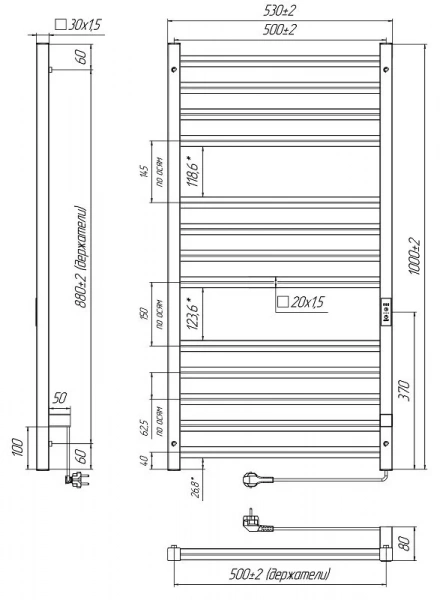 Фото электрический полотенцесушитель indigo attic romb 100/50 без полки lсlatcre100-50brrt