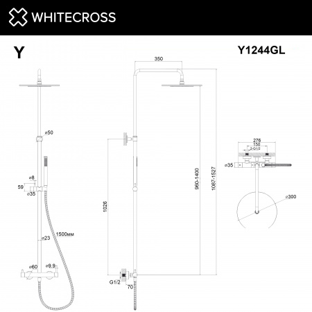 Фото душевая стойка whitecross y y1244gl, цвет: золото