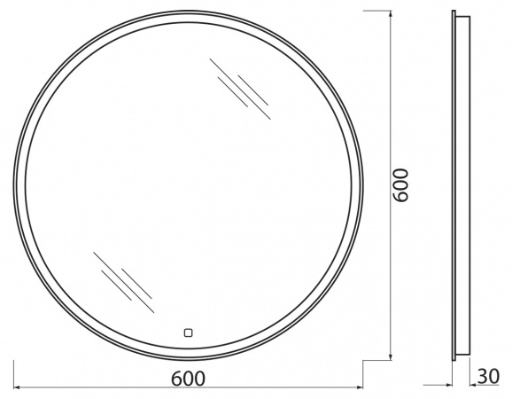 Фото зеркало с подсветкой belbagno 60 см spc-rng-600-led-tch