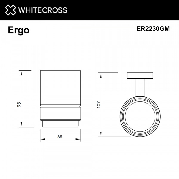 Фото стакан подвесной whitecross ergo er2230gm, цвет: оружейная сталь