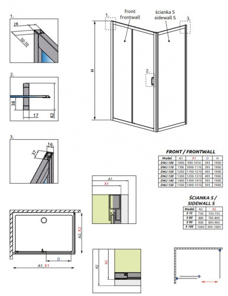 Фото душевая дверь radaway premium plus dwj 150 см 33343-01-01n (распродажа)