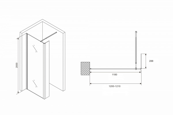Фото душевая стенка abber immer offen 120 см ag66120b (распродажа)