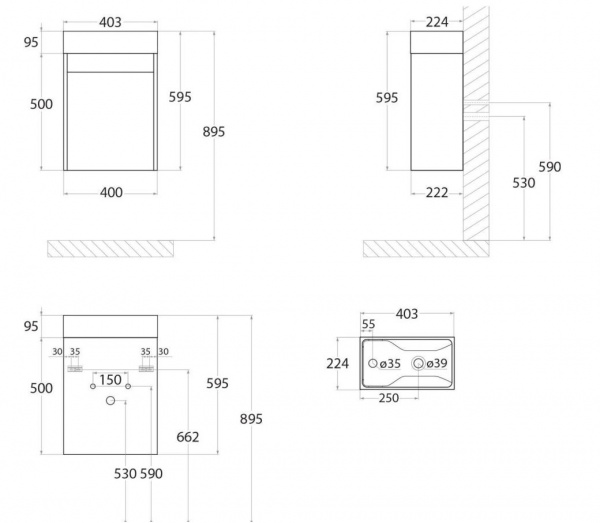 Фото тумба под раковину art&max family 40 см family-400-1d-so-cv