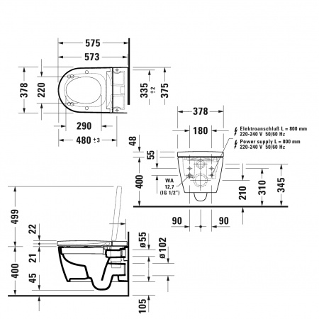 Фото унитаз подвесной безободковый duravit starck 1 650000012004320 (2510092000+612000012000320)