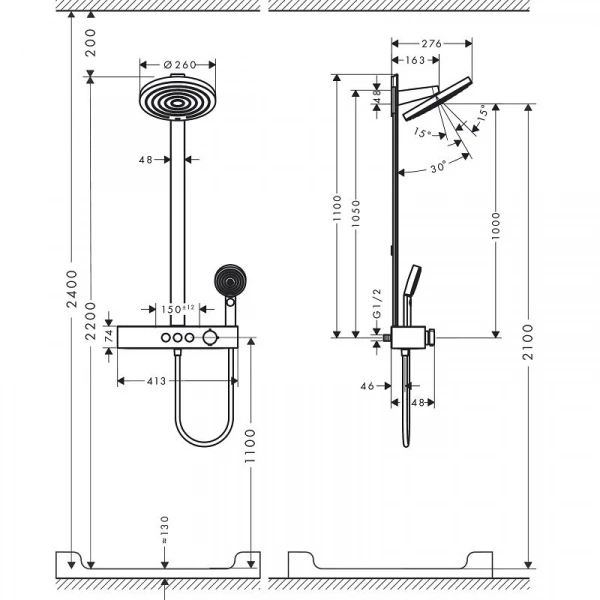 Фото душевая стойка hansgrohe pulsify 24240700
