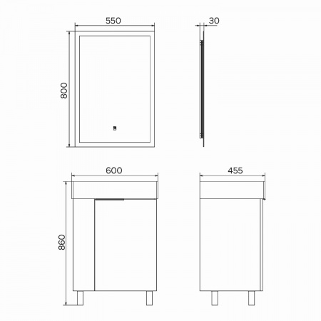 Фото тумба с раковиной comforty асти 60 см 00-00019247