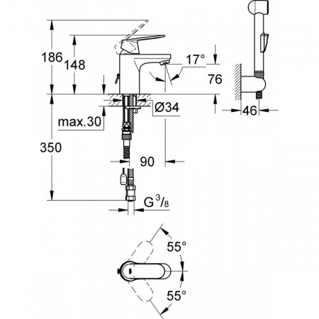 Фото смеситель для раковины grohe eurosmart cosmopolitan 23125000