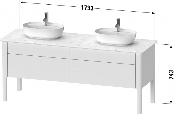 Фото тумба под раковину duravit luv 173 см, цвет: темно-серый матовый лак lu9567b6060