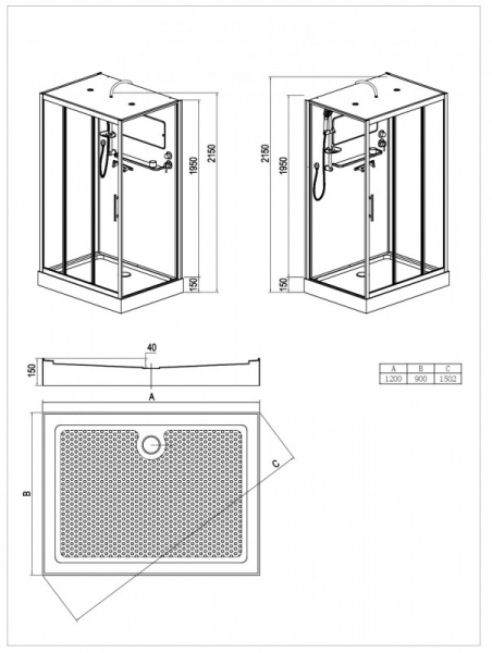Фото душевая кабина esbano grey esg-3129ckr 120x90 см