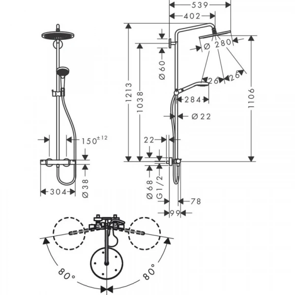 Фото душевая стойка hansgrohe croma select s 26891700