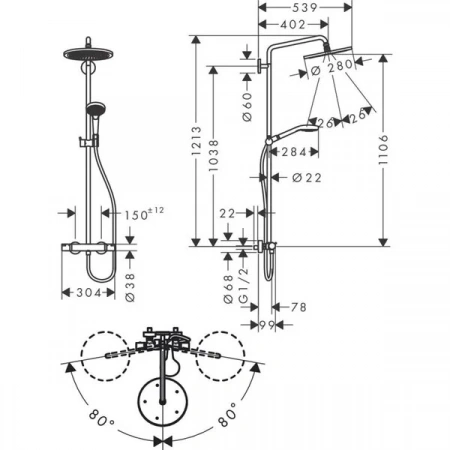 Фото душевая стойка hansgrohe croma select s 26891700