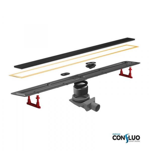 Фото трап линейный с решеткой pestan confluo premium line black glass gold 30 см 13100113