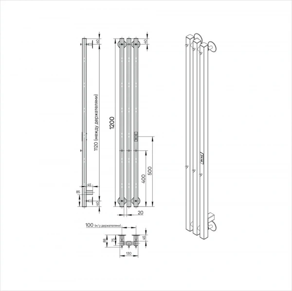 Фото электрический полотенцесушитель indigo  style 4 pro 120/18 lspre120-18brrt