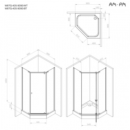 Фото душевое ограждение am.pm sunny 90x90 см w87g-405-9090-mt